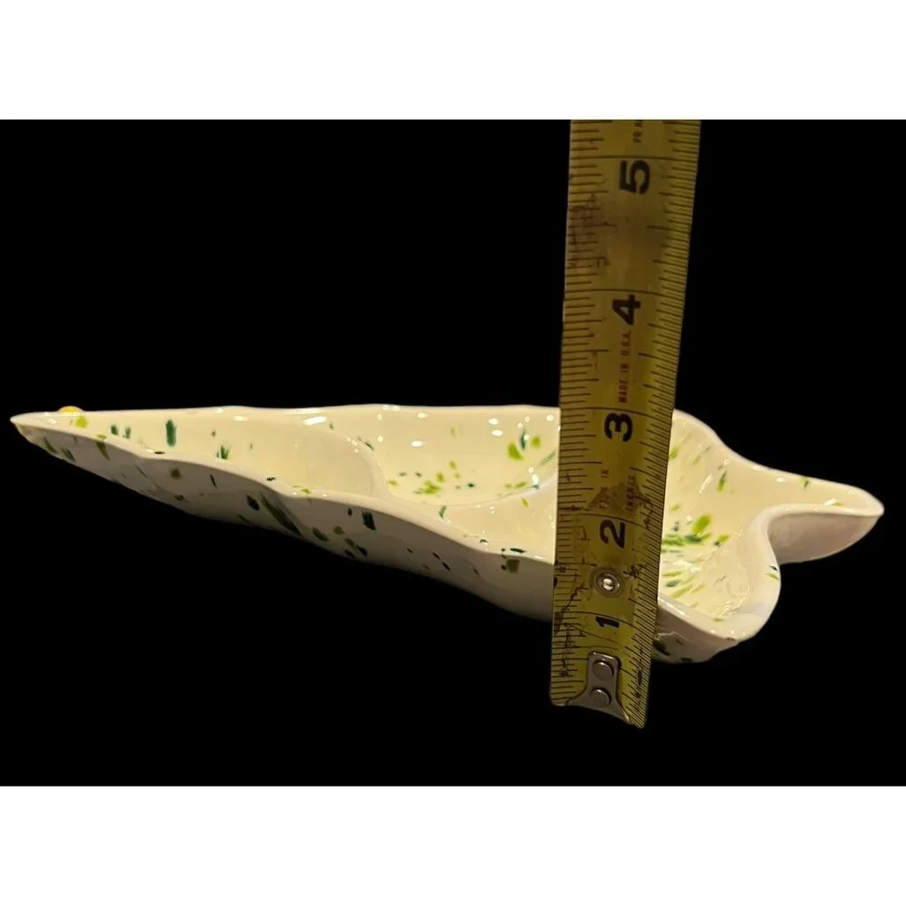 Vintage Christmas Tree Speckled HandPainted Ceramic Candy Cheese Party Tray 1977